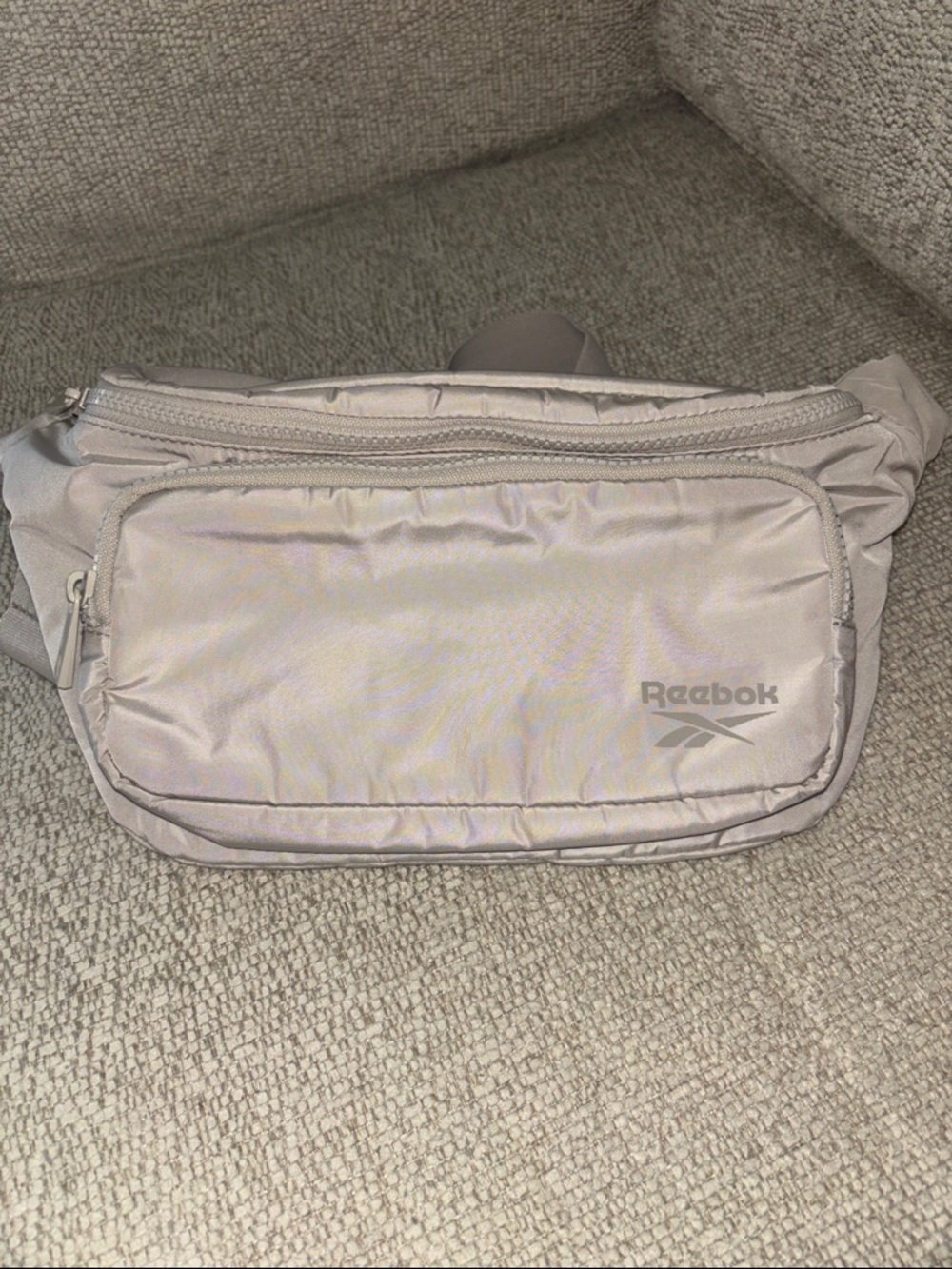Reebok Light Gray Belt Bag with Front Zip Pocket